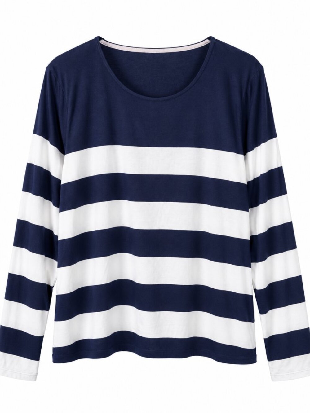 Boden Navy White Breton Stripe Long Sleeve Cotton Top Plus Size 20/22 Nautical